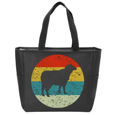 Retro Vintage Sheep Zip Tote Bag