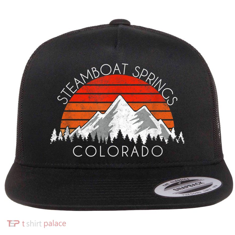 Retro Vintage Steamboat Springs Colorado Distressed Flatbill Hat