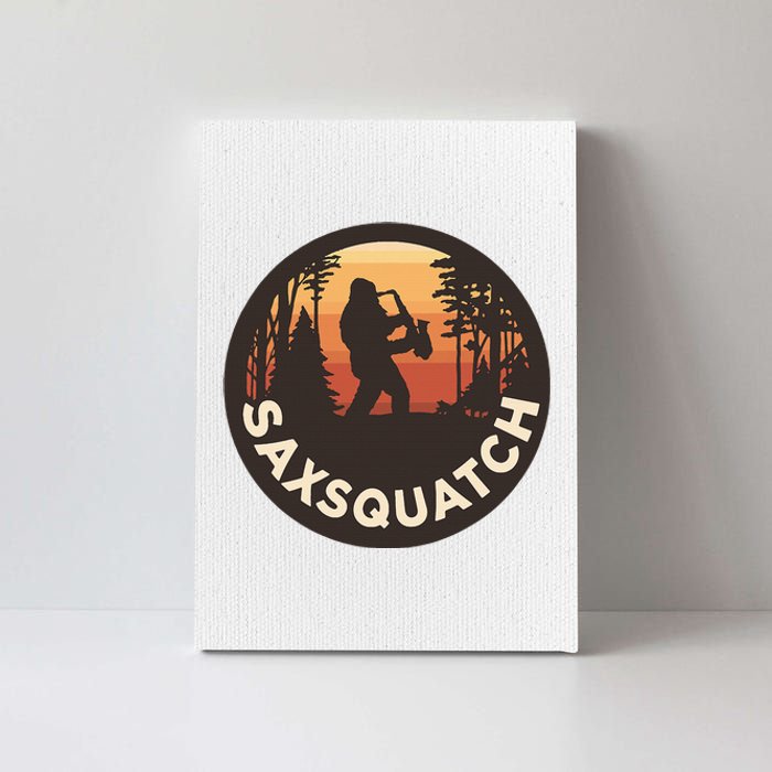 Retro Vintage Saxsquatch Yeti Bigfoot Playing Saxophone Canvas