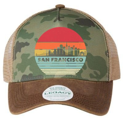 Retro Vintage San Francisco Skyline Emblem Legacy Tie Dye Trucker Hat