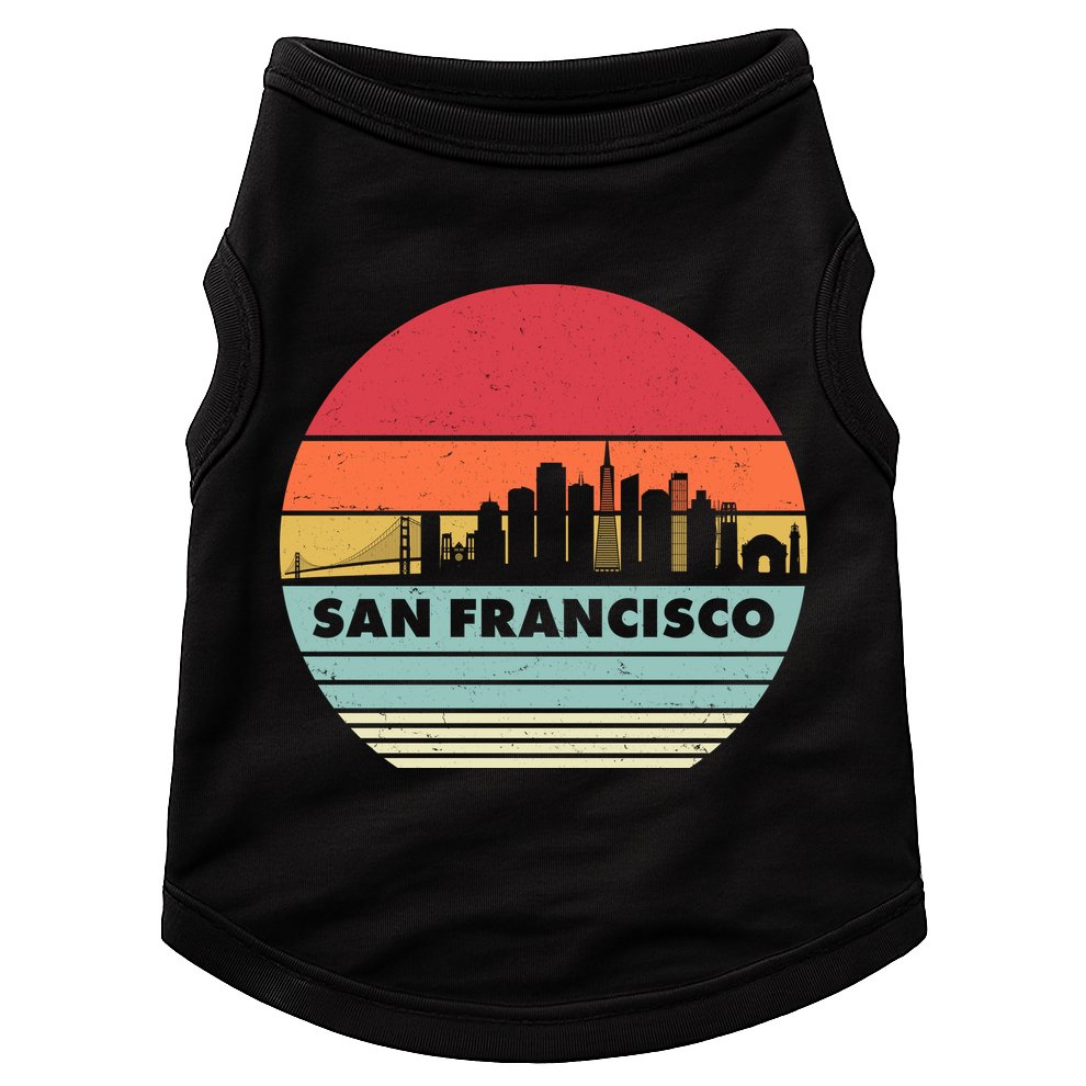 Retro Vintage San Francisco Skyline Emblem Doggie Tank