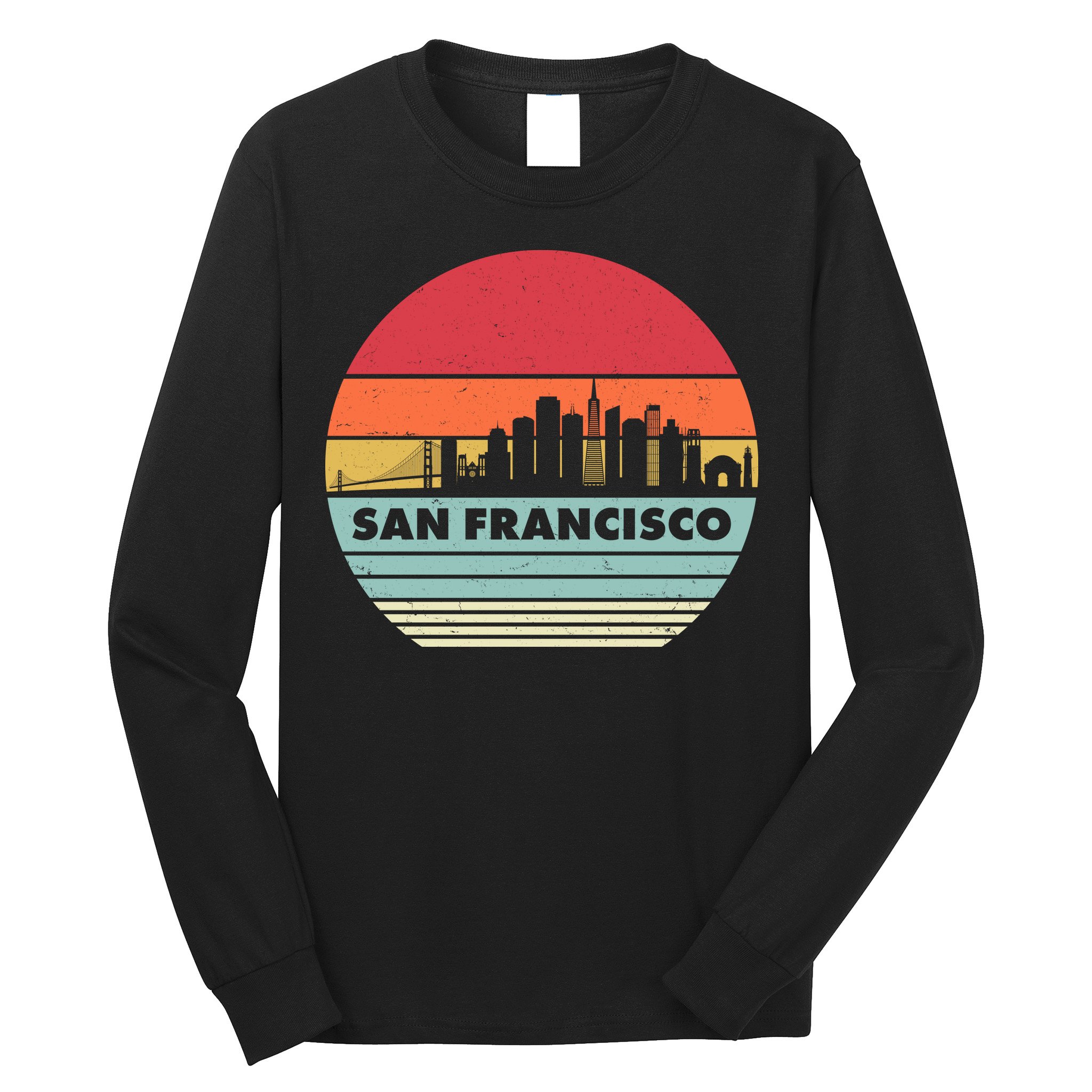 Retro Vintage San Francisco Skyline Emblem Long Sleeve Shirt