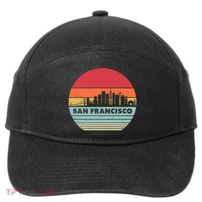 Retro Vintage San Francisco Skyline Emblem 7-Panel Snapback Hat