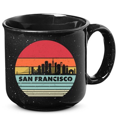 Retro Vintage San Francisco Skyline Emblem 15oz Campfire Ceramic Mug