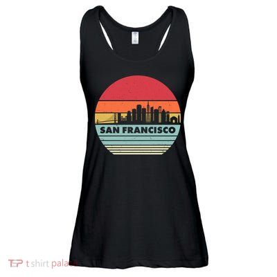 Retro Vintage San Francisco Skyline Emblem Ladies Essential Flowy Tank