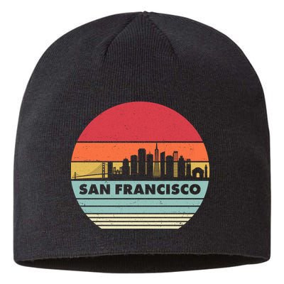 Retro Vintage San Francisco Skyline Emblem Sustainable Beanie
