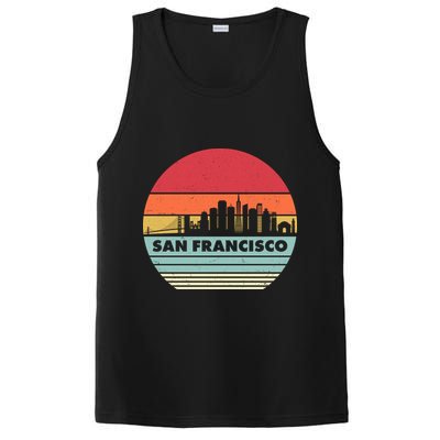 Retro Vintage San Francisco Skyline Emblem PosiCharge Competitor Tank