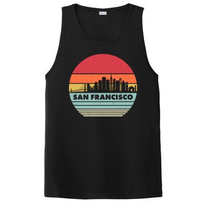 Retro Vintage San Francisco Skyline Emblem PosiCharge Competitor Tank