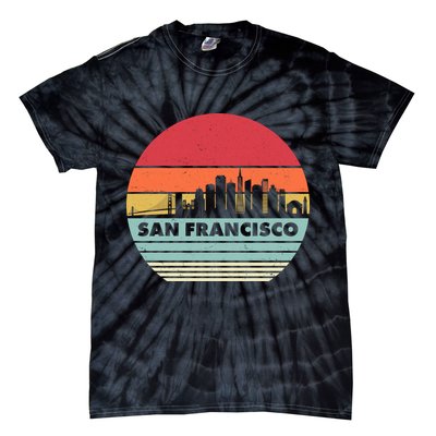 Retro Vintage San Francisco Skyline Emblem Tie-Dye T-Shirt