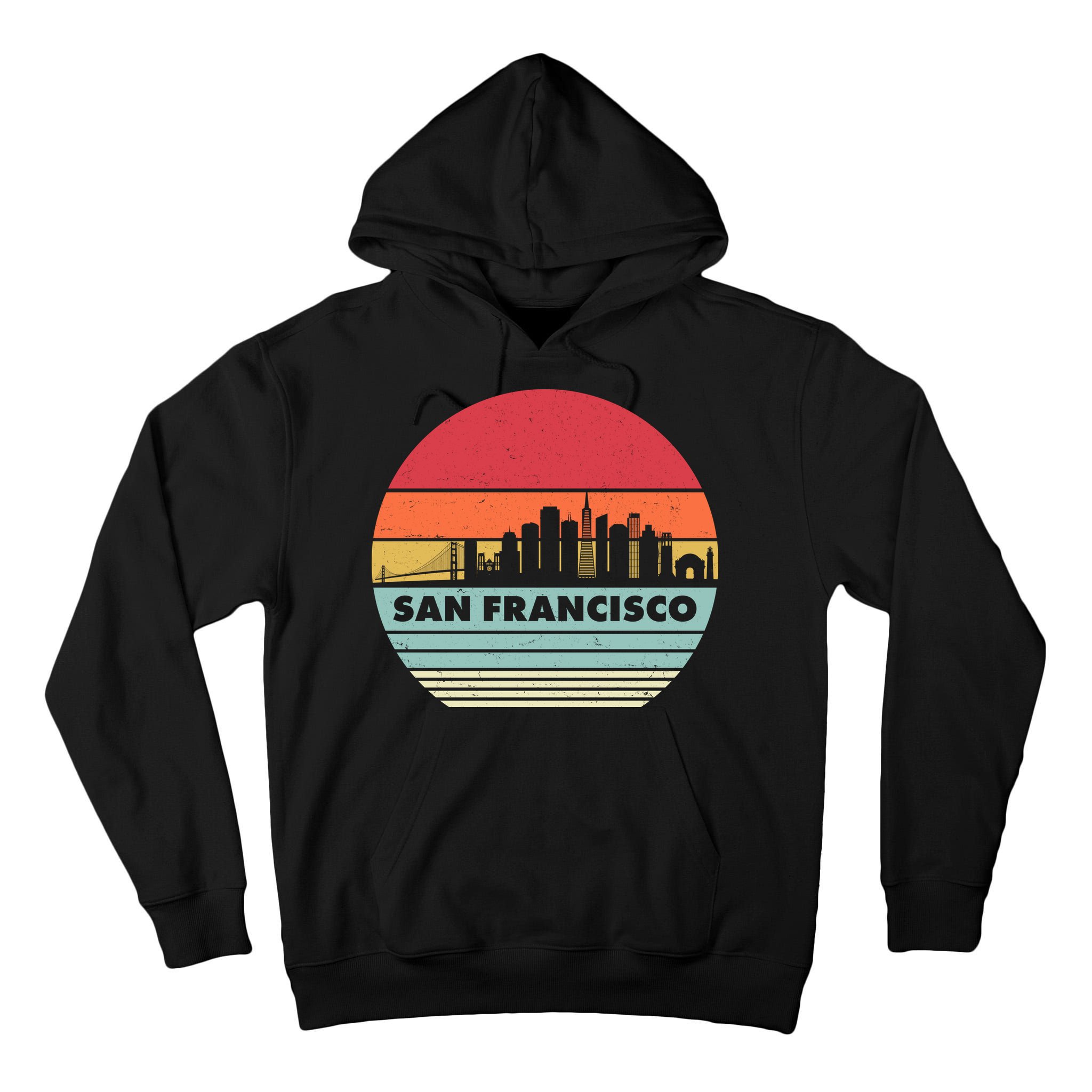 Retro Vintage San Francisco Skyline Emblem Tall Hoodie