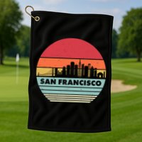Retro Vintage San Francisco Skyline Emblem Golf Towel