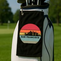 Retro Vintage San Francisco Skyline Emblem Golf Towel