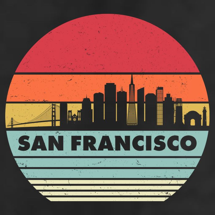 Retro Vintage San Francisco Skyline Emblem Golf Towel