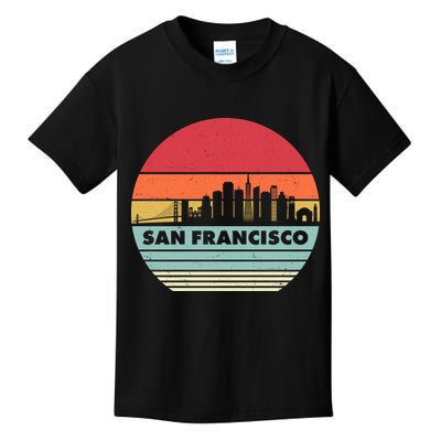 Retro Vintage San Francisco Skyline Emblem Kids T-Shirt
