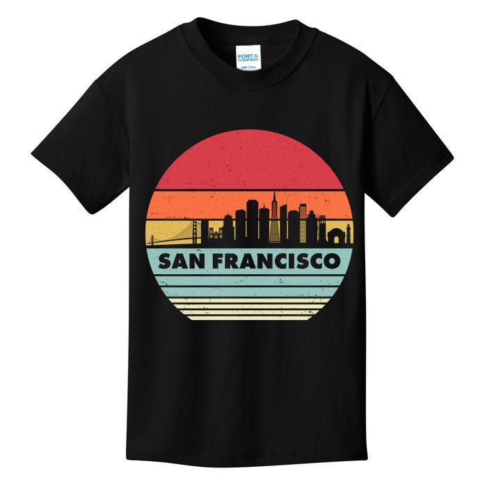 Retro Vintage San Francisco Skyline Emblem Kids T-Shirt