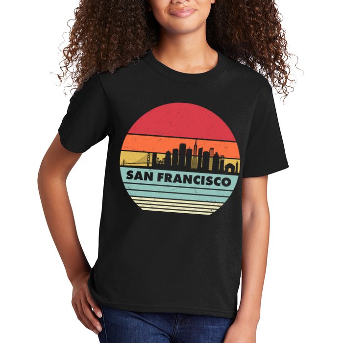 Retro Vintage San Francisco Skyline Emblem Kids T-Shirt