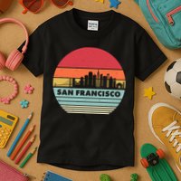 Retro Vintage San Francisco Skyline Emblem Kids T-Shirt