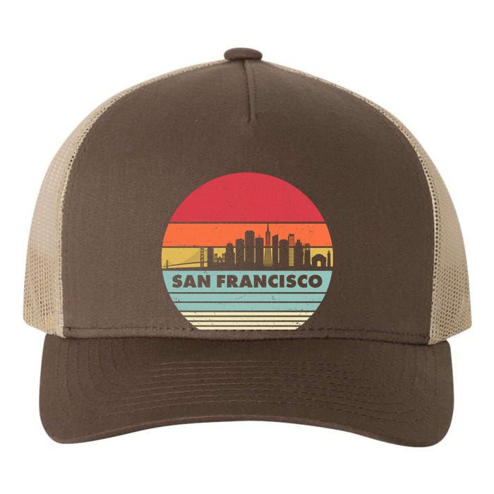 Retro Vintage San Francisco Skyline Emblem Yupoong Adult 5-Panel Trucker Hat