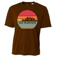 Retro Vintage San Francisco Skyline Emblem Cooling Performance Crew T-Shirt