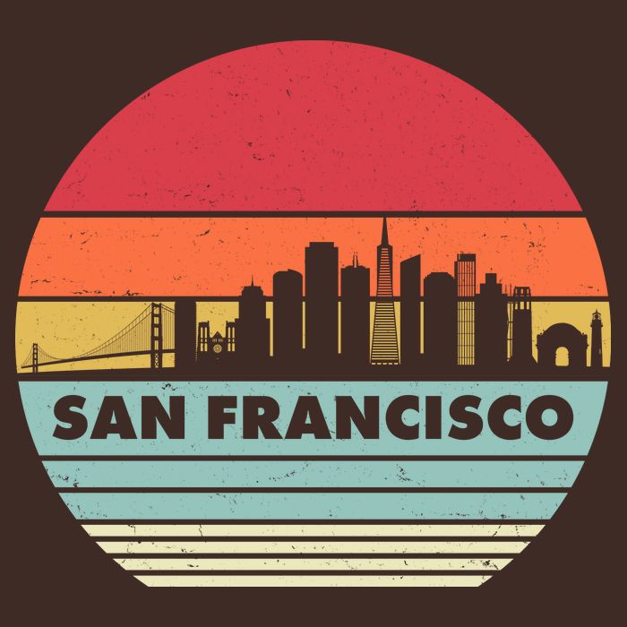 Retro Vintage San Francisco Skyline Emblem T-Shirt