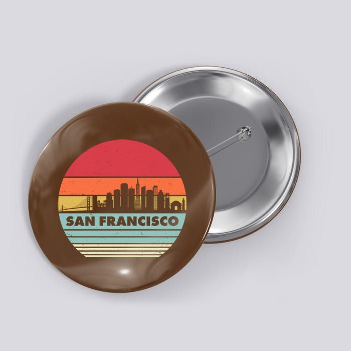 Retro Vintage San Francisco Skyline Emblem Button