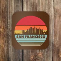 Retro Vintage San Francisco Skyline Emblem Coaster