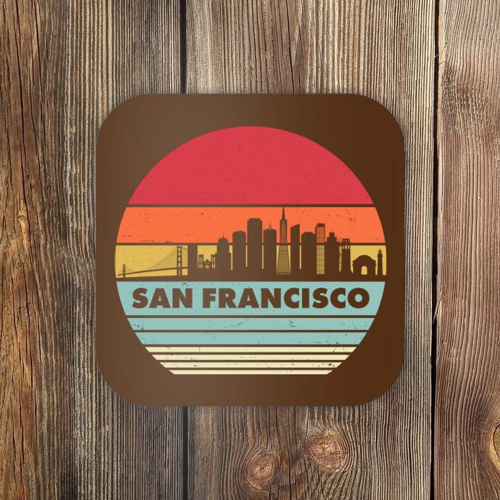 Retro Vintage San Francisco Skyline Emblem Coaster