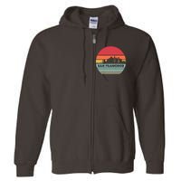 Retro Vintage San Francisco Skyline Emblem Full Zip Hoodie