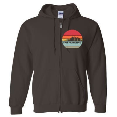 Retro Vintage San Francisco Skyline Emblem Full Zip Hoodie