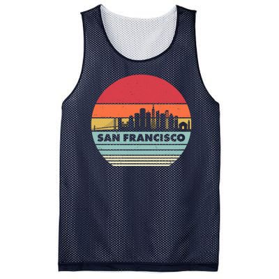 Retro Vintage San Francisco Skyline Emblem Mesh Reversible Basketball Jersey Tank