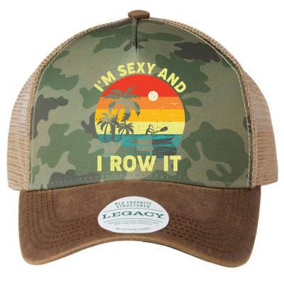 Retro Vintage Sunset I'm Sexy And I Row It Canoe Kayaking  Legacy Tie Dye Trucker Hat