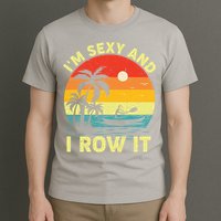 Retro Vintage Sunset I'm Sexy And I Row It Canoe Kayaking  T-Shirt