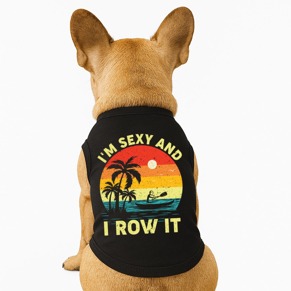 Retro Vintage Sunset I'm Sexy And I Row It Canoe Kayaking  Doggie Tank