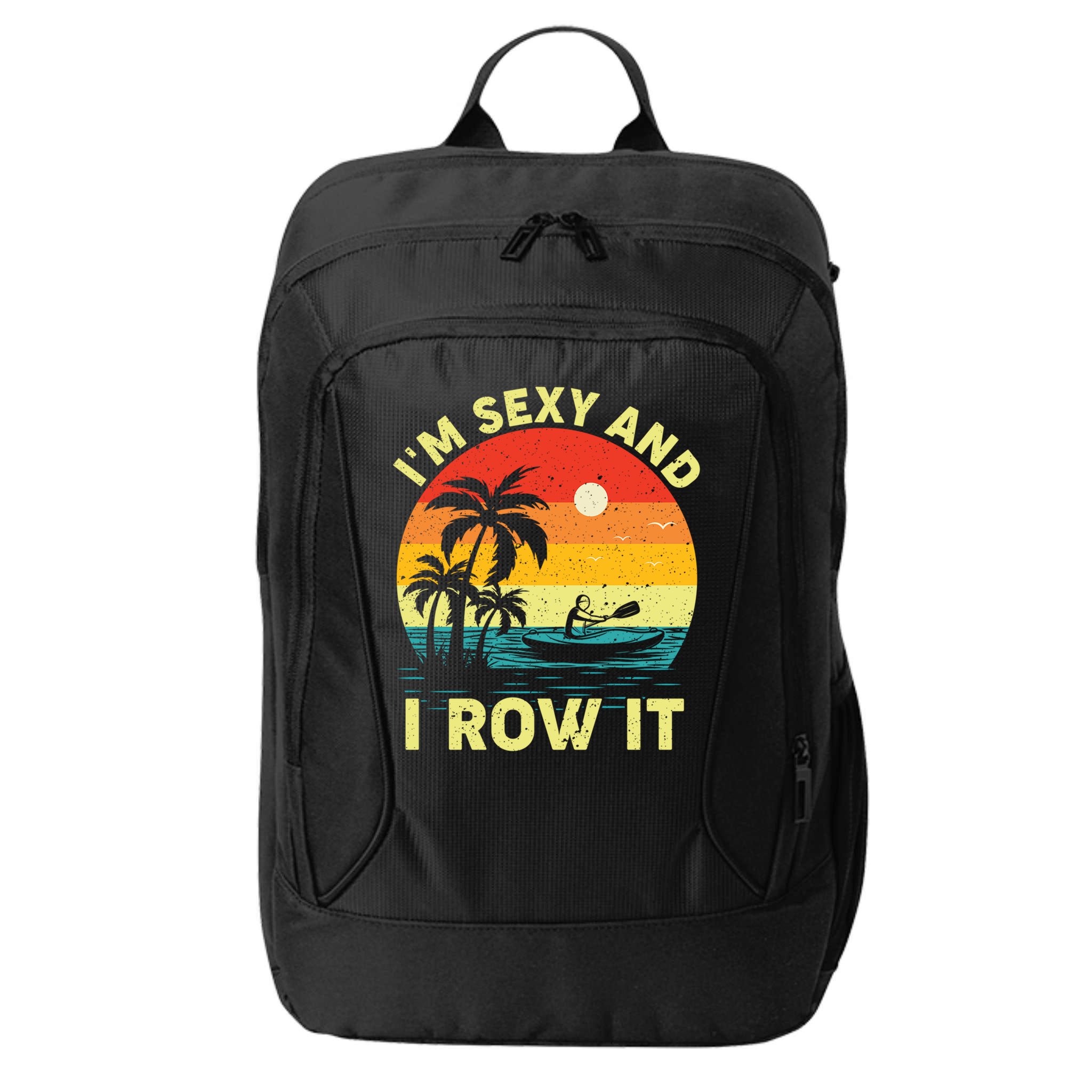 Retro Vintage Sunset I'm Sexy And I Row It Canoe Kayaking  City Backpack