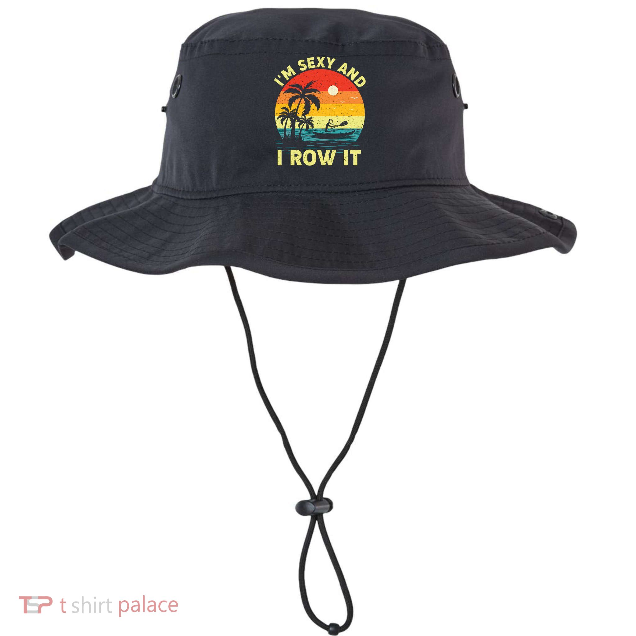 Retro Vintage Sunset I'm Sexy And I Row It Canoe Kayaking  Bucket Hat