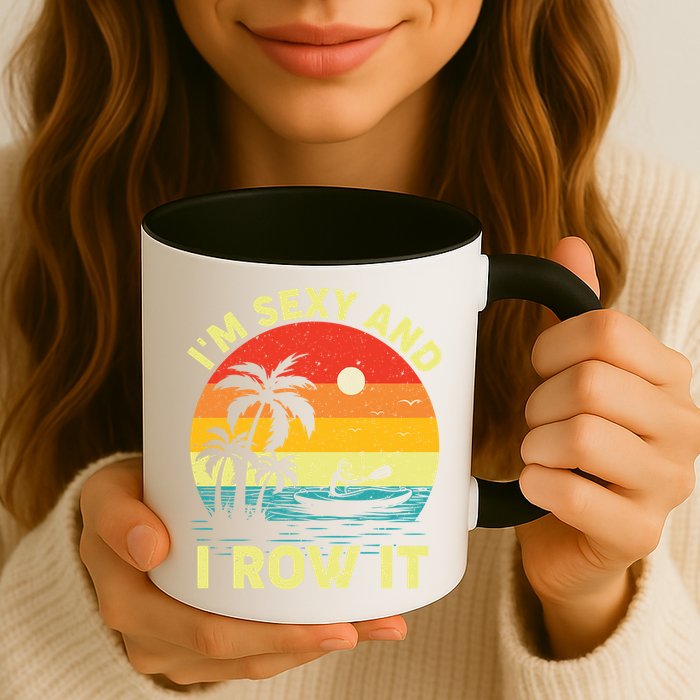 Retro Vintage Sunset I'm Sexy And I Row It Canoe Kayaking  Mug