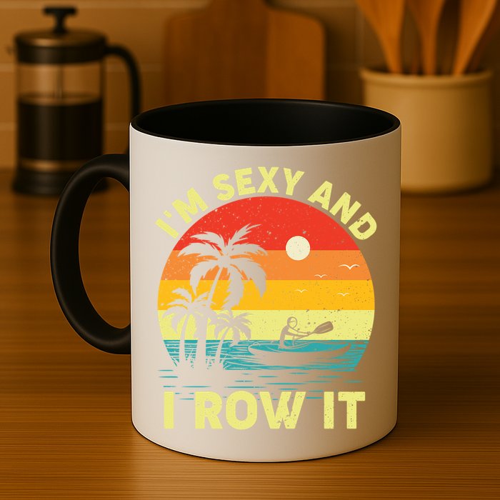 Retro Vintage Sunset I'm Sexy And I Row It Canoe Kayaking  Mug
