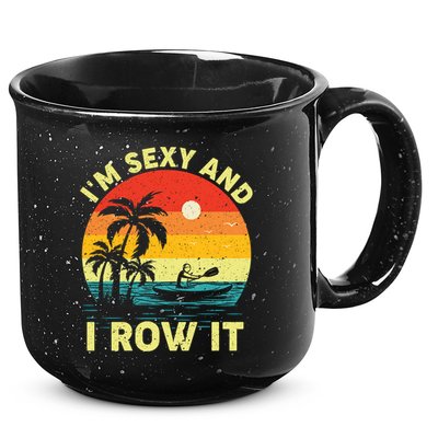 Retro Vintage Sunset I'm Sexy And I Row It Canoe Kayaking  15oz Campfire Ceramic Mug