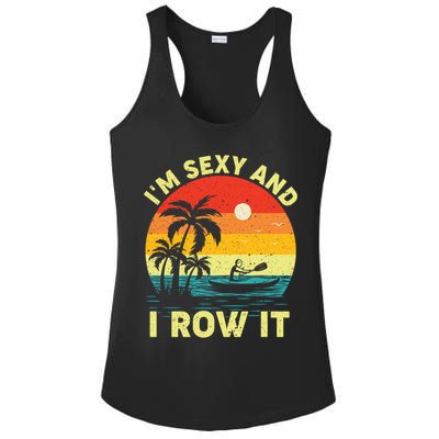 Retro Vintage Sunset I'm Sexy And I Row It Canoe Kayaking  Ladies PosiCharge Competitor Racerback Tank