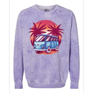 Retro Van Sunset Beach Colorblast Crewneck Sweatshirt