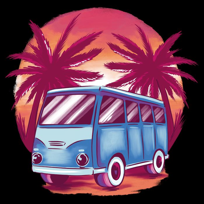 Retro Van Sunset Beach Backpack