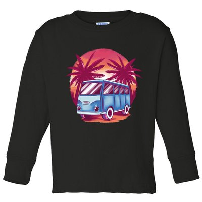 Retro Van Sunset Beach Toddler Long Sleeve Shirt