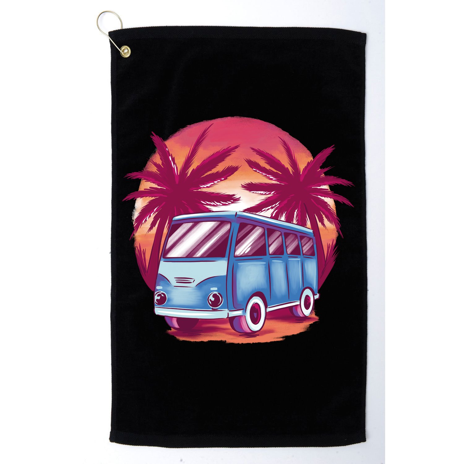 Retro Van Sunset Beach Golf Towel