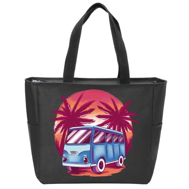 Retro Van Sunset Beach Zip Tote Bag