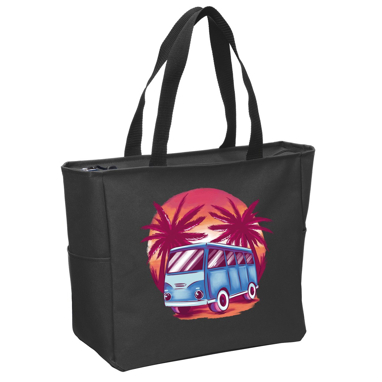 Retro Van Sunset Beach Zip Tote Bag