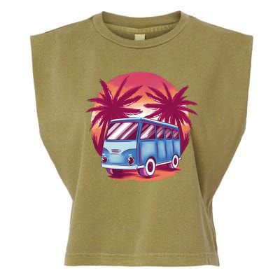 Retro Van Sunset Beach Garment-Dyed Women's Muscle Tee