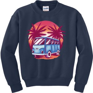 Retro Van Sunset Beach Kids Sweatshirt