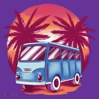 Retro Van Sunset Beach T-Shirt