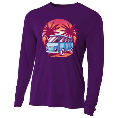 Retro Van Sunset Beach Cooling Performance Long Sleeve Crew