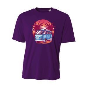 Retro Van Sunset Beach Youth Performance Sprint T-Shirt